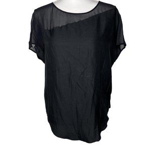 Helmut Lang Short Sleeve Cotton Silk Blend T-Shirt Black Size S